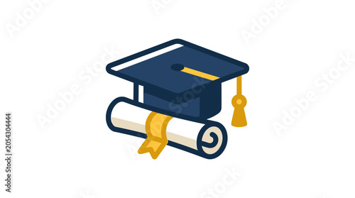 Εκτύπωση καμβά Graduation cap and rolled diploma scroll for academic achievement