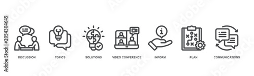 Obraz na płótnie Business Meeting concept icon illustration for Online Video Conference, Team Dis