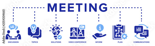 Obraz na płótnie Business Meeting banner web icon vector illustration concept for Online Video Co