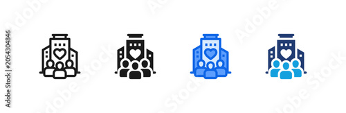 Company Culture Heart Office Icon multiple style collection. Vector illustration.