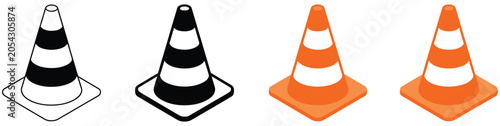 Foto Traffic Cone Icon Set Representing Road Construction Barrier Divider and Warning
