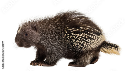 Cuadro en lienzo North American porcupine with sharp quills, isolated on transparent background