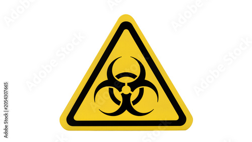 Fotografía Yellow biohazard warning triangle symbol, isolated on transparent background