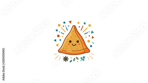 Tableau sur toile Cute Happy Samovar with Colorful Decorative Elements Illustration