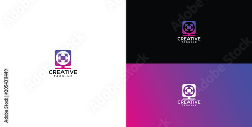Bild auf Leinwand Abstract digital screen logo design representing creative innovation and expanding possibilities