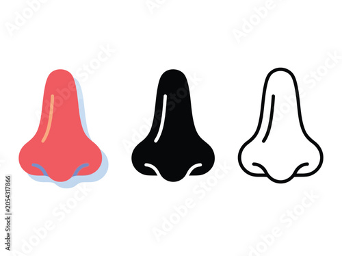 Three noses in different colors and styles Vector