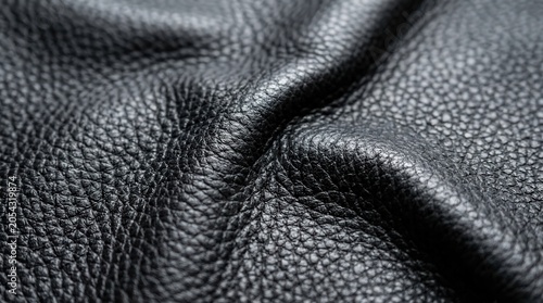 Supple Black Full Grain Leather texture background detail