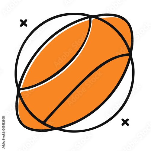 Orange Basketball Flat Vector Illustration