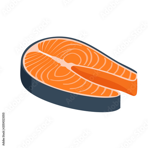 Salmon Steak Flat Vector Illustration