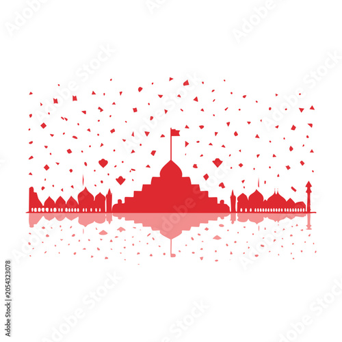 Taj Mahal Silhouette with Confetti Flat Design