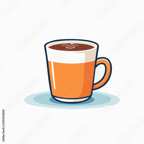 Cartoon illustration of a coffee mug with hot beverage