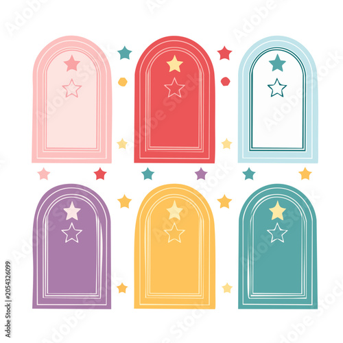 Flat arch shapes with stars vector design