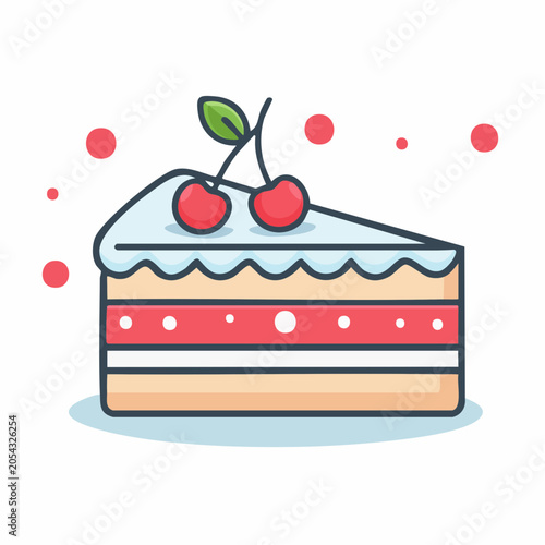 Slice of Cake with Cherries