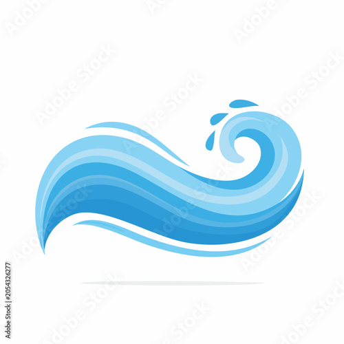 Stylized Blue Wave with Water Droplets