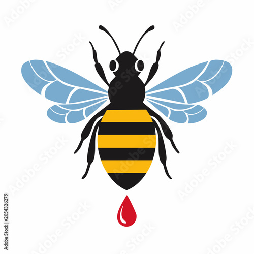 Stylized Bee with a Drop of Blood