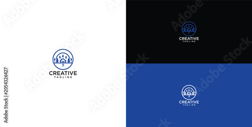 Fotografía Creative Paw Print Logo Design with Abstract Circle and Technology Element