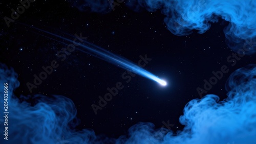 Comet streaking through night sky