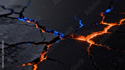 Cracked Surface with Glowing Lines