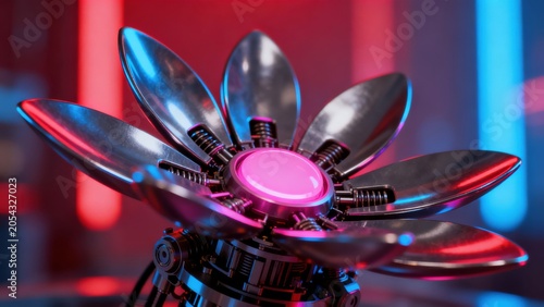 Mechanical flower with glowing center