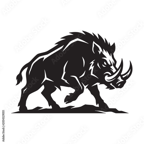 Boar silhouette vector on white background 