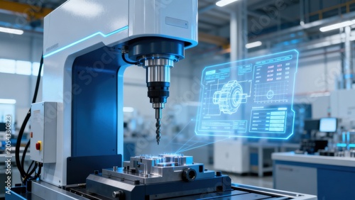 Industrial machine with holographic display