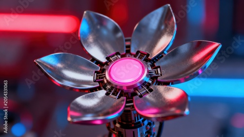 Metallic flower with glowing center