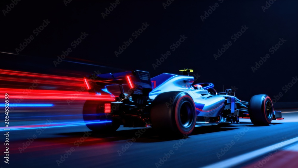 Obraz premium Race car on track at night