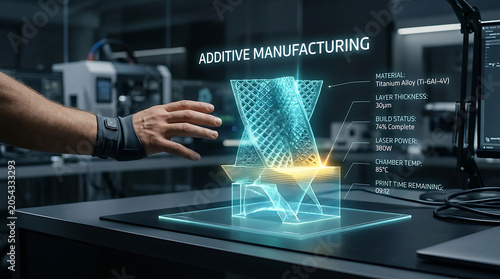 3D Printing Technology with Hand and Additive Manufacturing Hologram