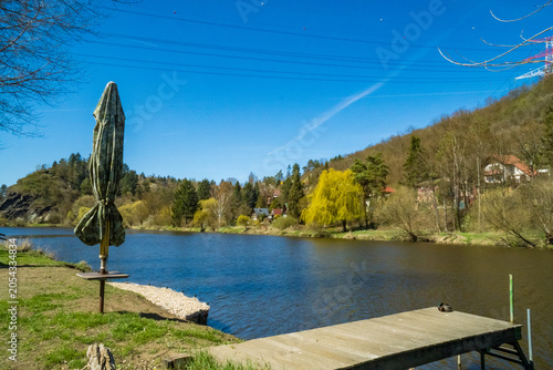 Картината върху платно Beautiful views of the spring Berounka river, forest and mountains, Czech