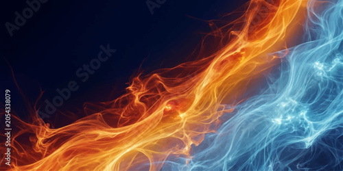 Foto Abstract fire flames background in the dark with glowing orange and red fire, sm