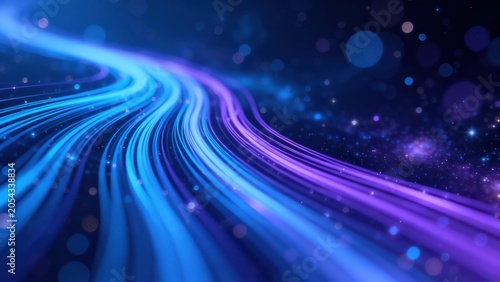 Abstract flowing light beams in space