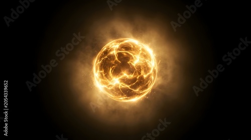 Glowing Solar Energy Sphere Isolated on Dark Background