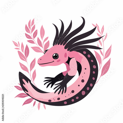 Cute Pink Axolotl Illustration