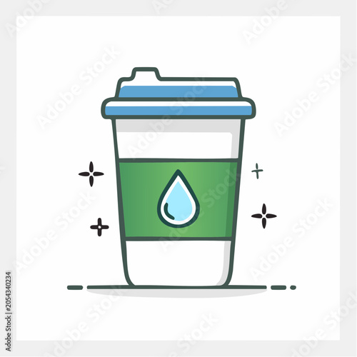 Eco-friendly disposable cup with water drop icon