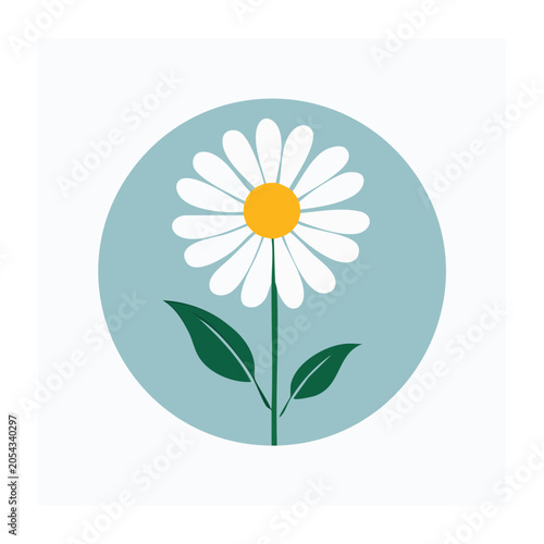 Flat design sunflower icon on blue background
