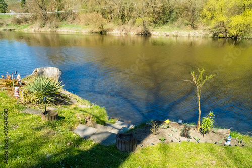 Photography Beautiful views of the spring Berounka river, forest and mountains, Czech