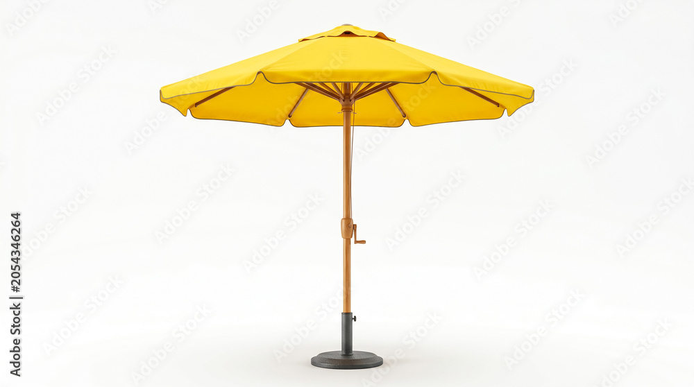 Obraz premium Yellow Patio Umbrella Open on White Background