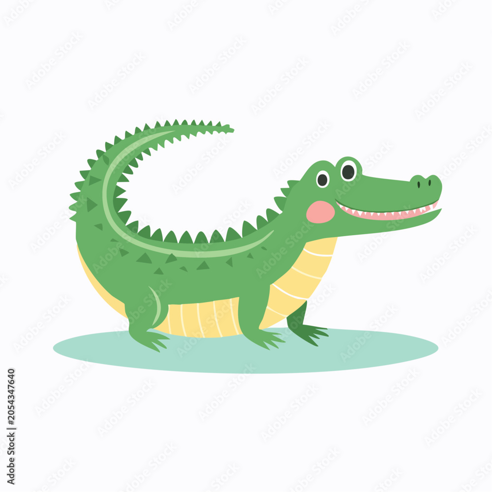 Fototapeta premium Cute Cartoon Alligator Illustration