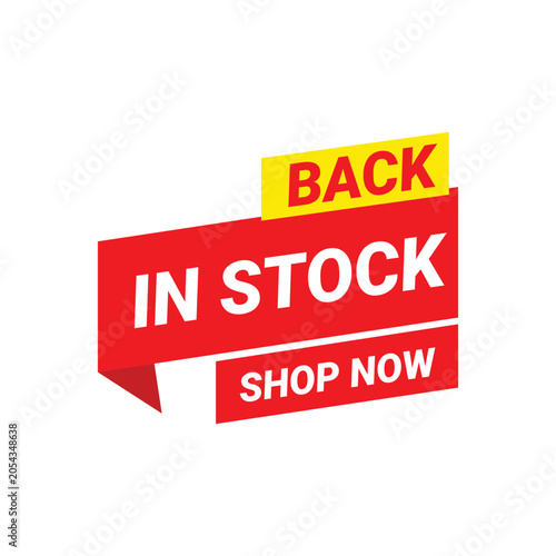Back in Stock Sale Banner - Vibrant Red & Yellow Design with Shop Now Text