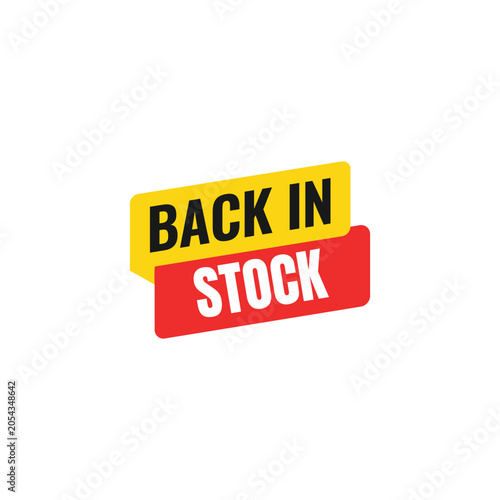 Back in Stock Sale Banner with Vibrant Yellow & Red Ribbons Promote Restocked Products