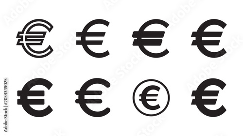 Euro sign icon collection, european currency symbols vector