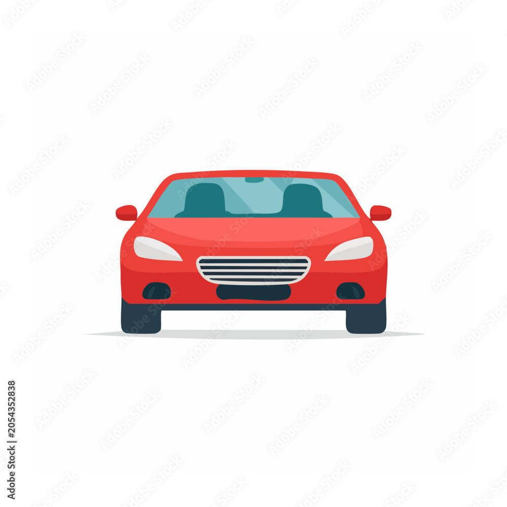 Fototapeta premium Red car flat vector illustration
