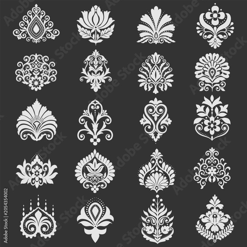 set black and white seamless pattern floral pattern vintage ethnic modern embroidery texture boho design