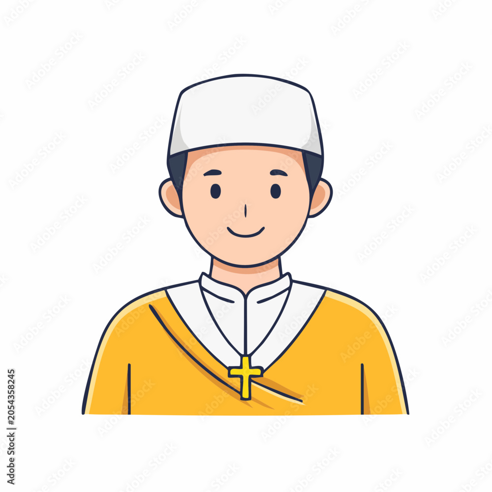 Fototapeta premium Cartoon illustration of a Catholic priest