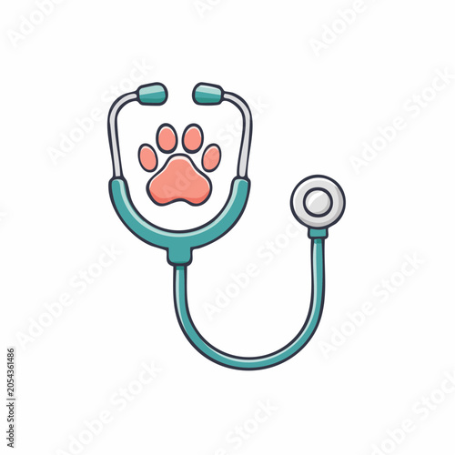 Veterinary Stethoscope with Paw Print Icon