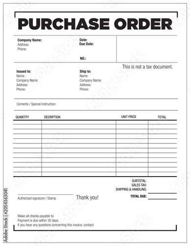 Professional Purchase Order Template for Business