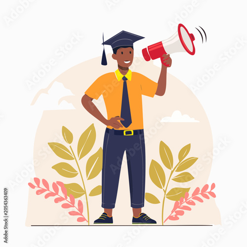 Graduation Announcement with Megaphone