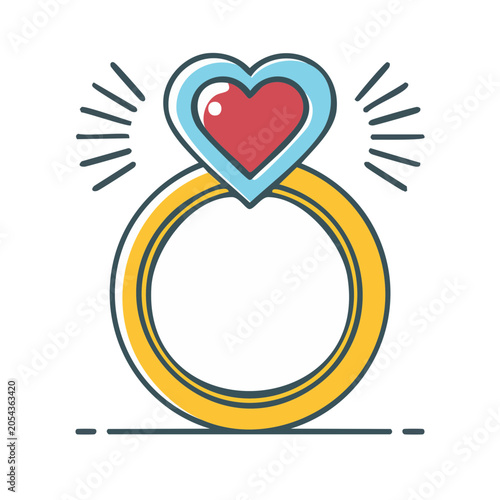 Heart Ring Flat Design Vector