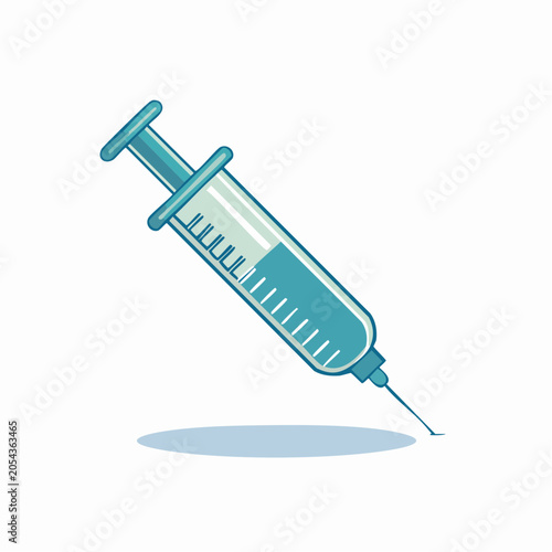 Medical Syringe with Blue Liquid