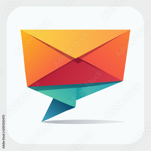 Origami Envelope Speech Bubble Icon